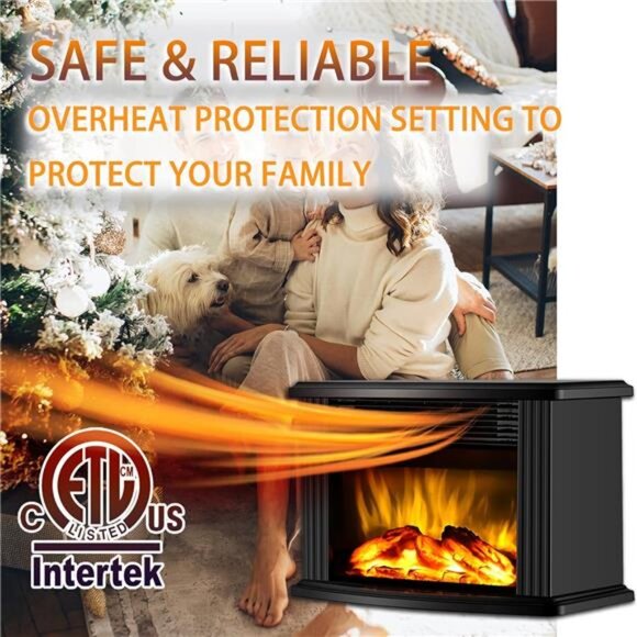 14" Mini Radiators Electric Fireplace Portable Heater, 1500W, Black Metal Frame - Picture 2 of 7